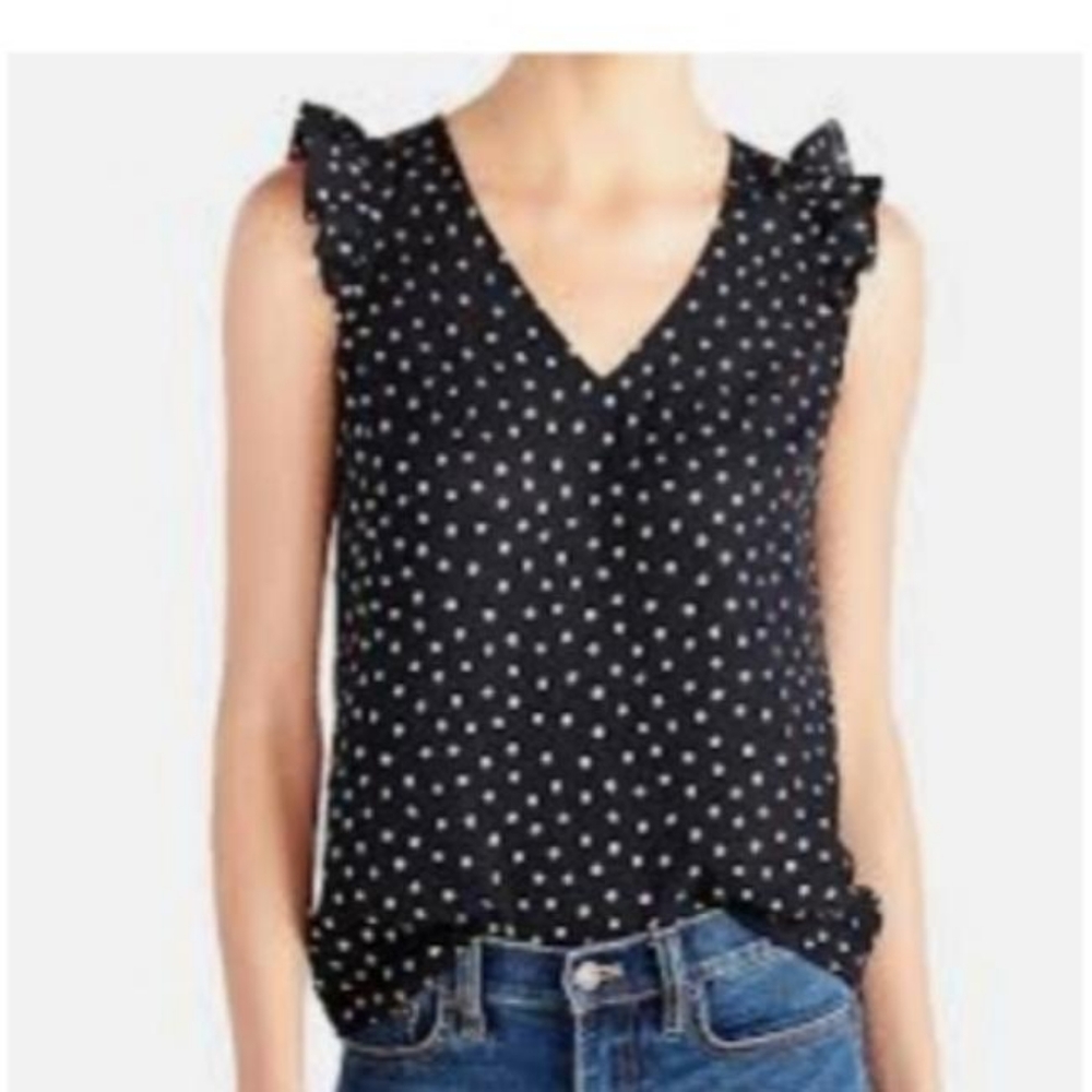 J crew nwt new black gold polka dot shirt top